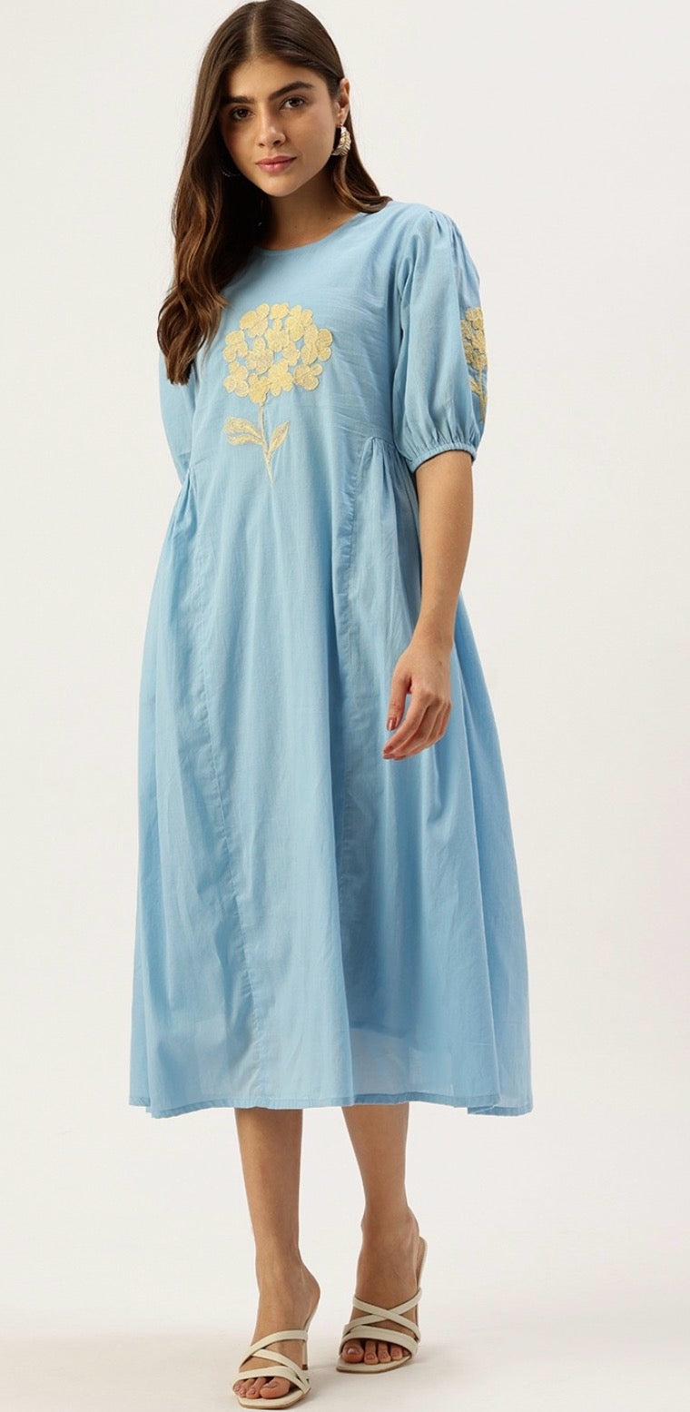 Aurelia Bloom Embroidered Midi Dress
