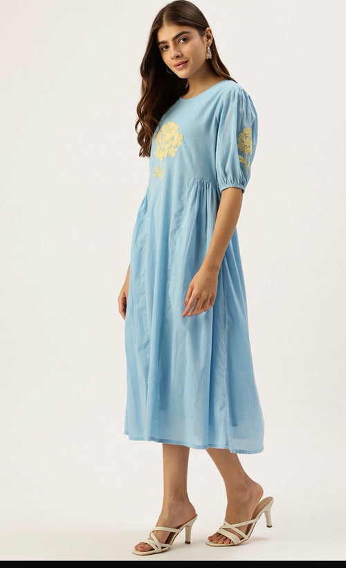 Aurelia Bloom Embroidered Midi Dress
