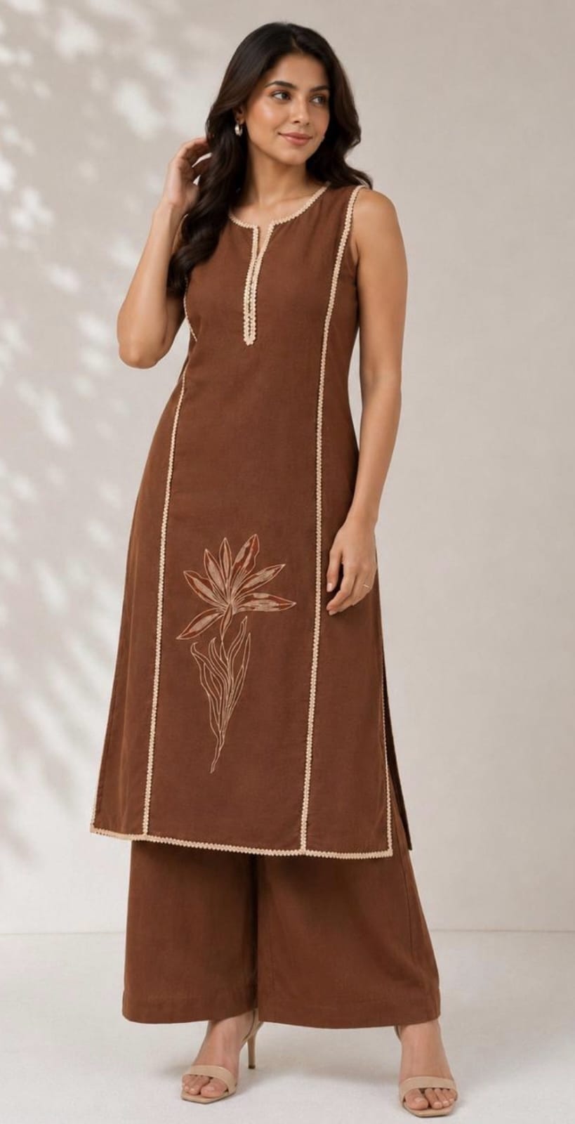 Aira Brown Floral Co-Ord Set
